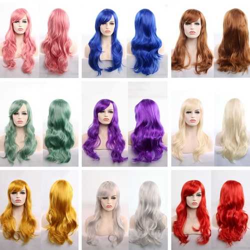 70cm/28inch Anime Cosplay Long Wavy Wig With Bangs