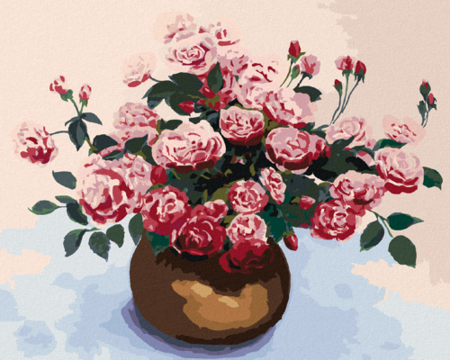 Paint by Numbers - ROSES IN A BROWN CERAMIC VASE