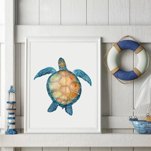 Ocean Sea Turtles Art Print Poster Home Decor ,
