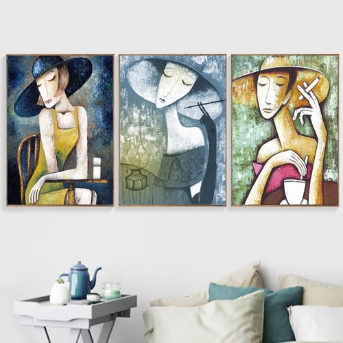 Abstract Girl Figure Oil Painting Wall Art Canvas