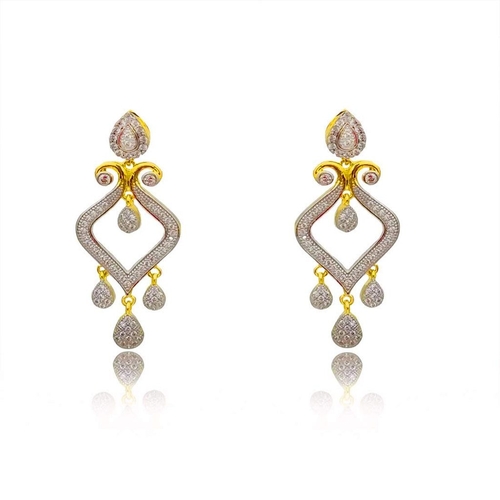 American Diamond CZ Studded Gold Plated Earrings For Women and girls