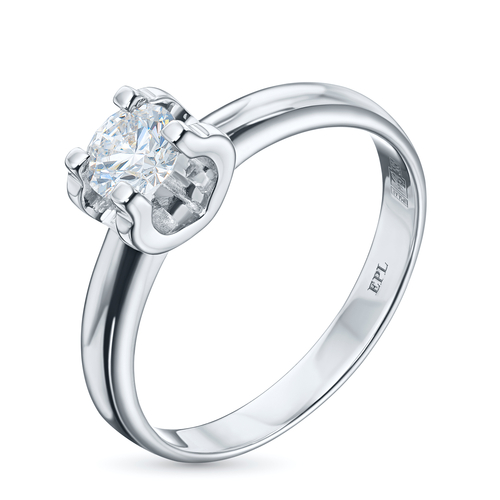 STERLING SILVER RING WITH 1 ROUND-CUT LAB-CREATED DIAMOND 0.243 CT.TW