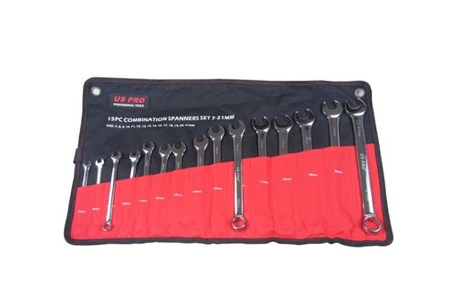 US Pro 15 Pc Combination Spanner Set 7-21mm