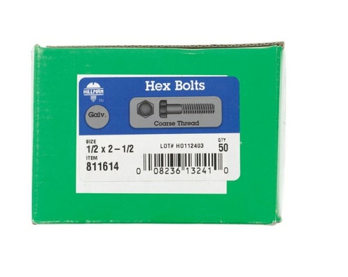 Hillman 811614 0.5 x 2.5 in. Galvanized Hex Bolt