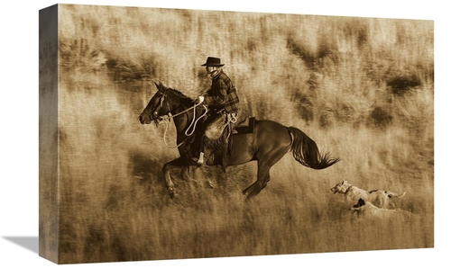 Global Gallery GCS-453700-1218-142 12 x 18 in. Cowboy Riding Horse,