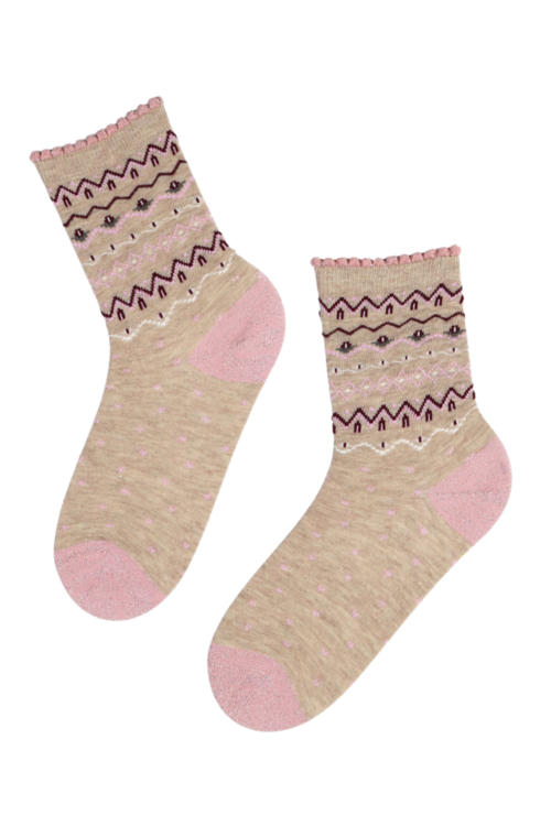 ITI beige socks for women with decorations 