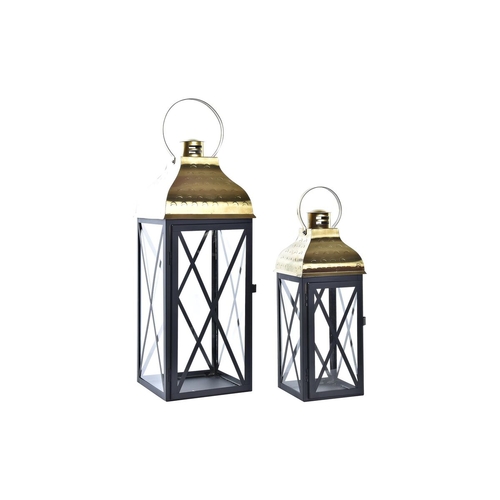 Lantern DKD Home Decor Black Golden Metal Crystal 19 x 19 x 58 cm (2