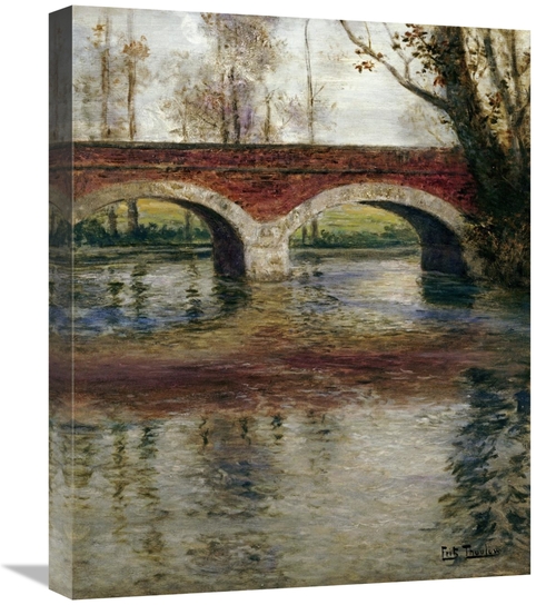 Global Gallery GCS-267381-22-142 22 in. A River Landscape with a Bridg