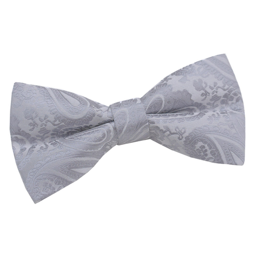 Paisley Pre-Tied Bow Tie - Silver