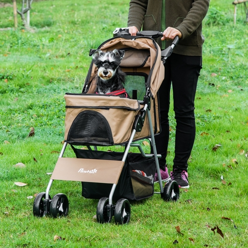 PawHut Pet Stroller Foldable Carrier for Cat, Dog and More 4 Wheels