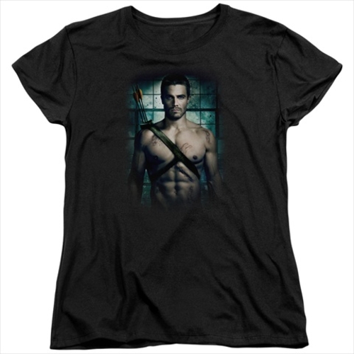 Arrow-Shirtless - Short Sleeve Womens Tee Tee, Black - Small