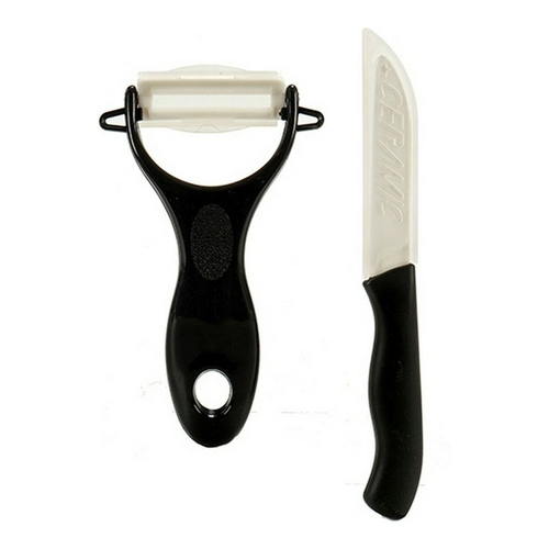 Vegetables Cutter and Peeler 14 x 23 x 2 cm Ceramic Black White
