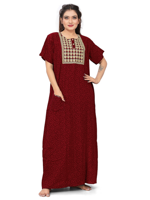 round neck printed nighty