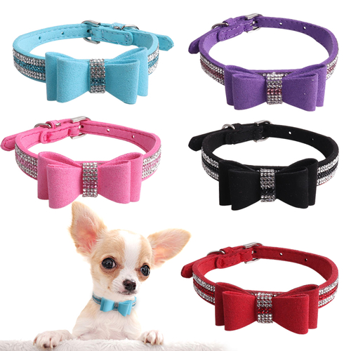 Rhinestone Dog Collar Bow Bling Cat