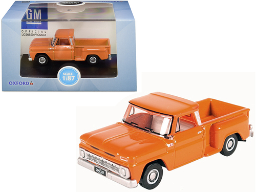1965 Chevrolet C10 Stepside Pickup Truck Orange 1/87 (HO) Scale
