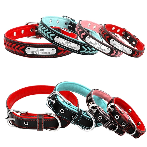 Customized Dog Collars Adjustable Padded Leather