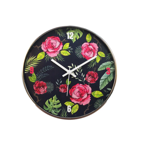 Black Roses Wall Clock