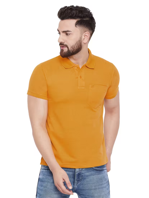 Men's Polyster Half Sleeve Sport Tshirt  (Size-S) (Color-MUSTARD)