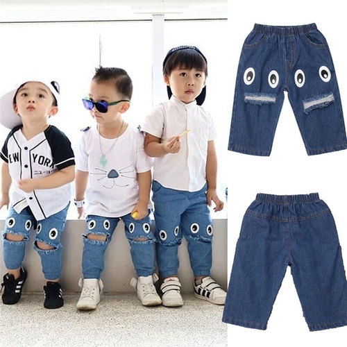 Fashion Kids Baby Boys Denim Pants Elastic Waist