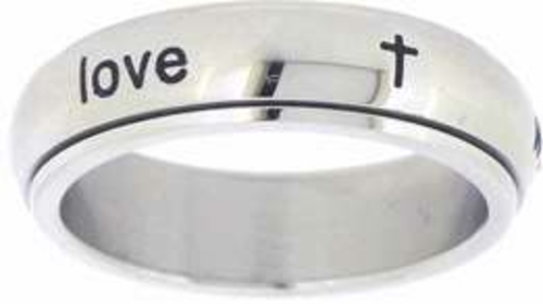 Solid Rock Jewelry 109331 True Love Waits With Crosses Spin Stainless 