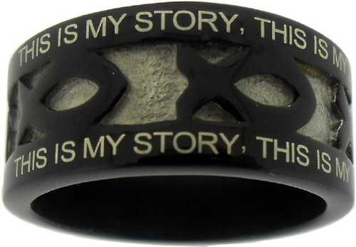 Solid Rock Jewelry 198491 Stainless Steel Black Ring, Blessed Assu