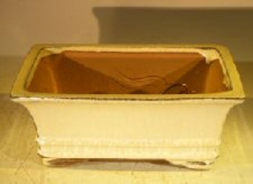 Beige Ceramic Bonsai Pot - Rectangle Professional Series 8.25" x 6.25"