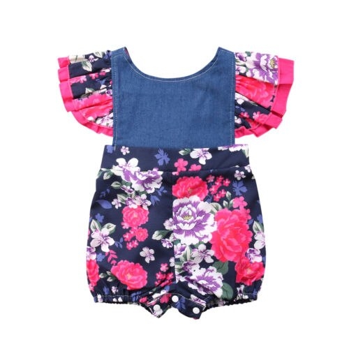 Fashion Newborn Baby Girls Flower Printing Ruffles