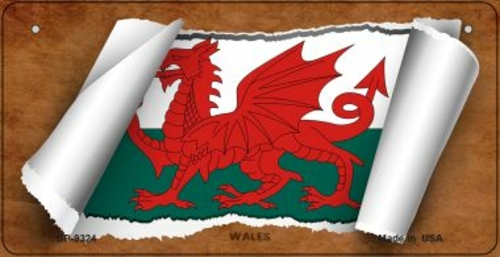 Smart Blonde BP-9324 3 x 6 in. Wales Flag Scroll Novelty Metal Bicycle