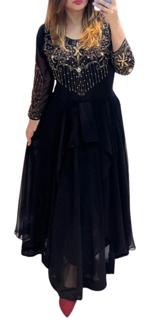 Women's Georgette Fabric Designer Gown Attached With linning (Color