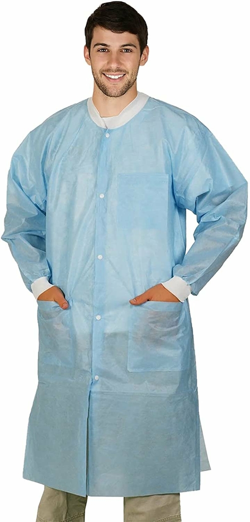 Disposable Lab Coats. Pack of 10 Light Pink Small SPP 45 gsm Work