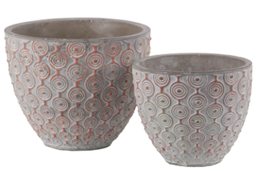 Urban Trends Collection 54103 Cement Round Pot with Painted Embossed C