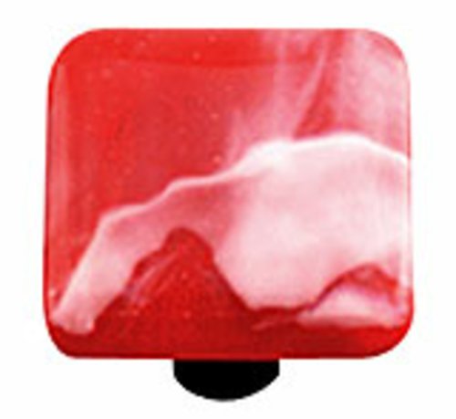 Hot Knobs HK2052-KA White Swirl Brick Red Square Glass Cabinet Knob -