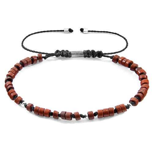 Brown Turquoise Percy Silver and Stone SKINNY Macrame Bracelet