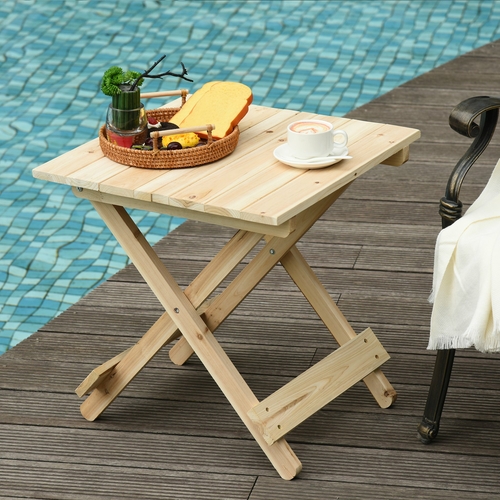 Outsunny Folding Side Table Portable Outdoor Square Table Quik-Fold