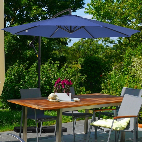 Outsunny 10ft Garden Parasol Sun Shade Patio Banana Hanging Rattan Set