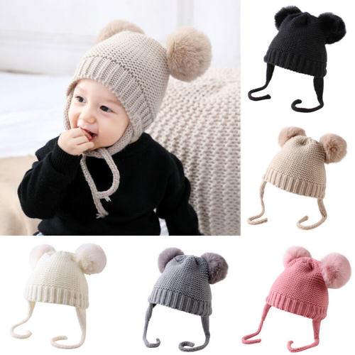 Cute Winter Warm Kids Girls Boys Baby Hats Knitted