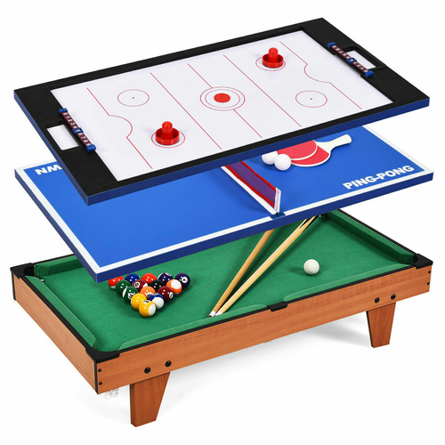 3 in 1 Tabletop Game Set for Air Hockey, Pool and Table Tennis