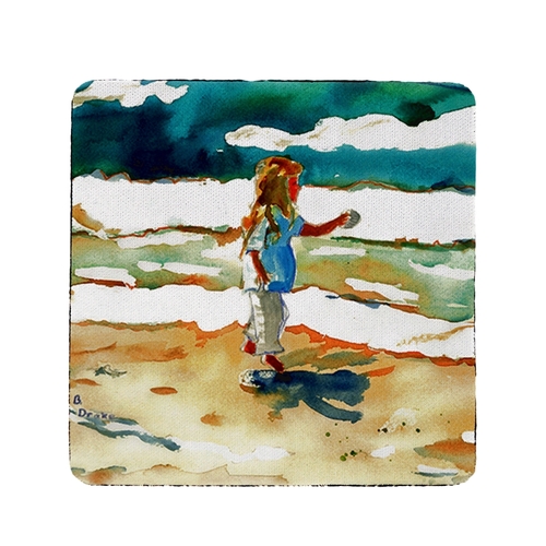 Betsy Drake CT602 Girl at the Beach Coaster - Set of 4