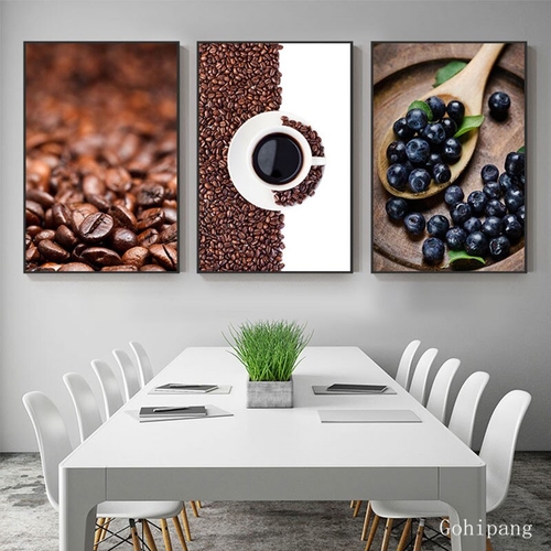 Coffee Beans Fruit Blueberry Canvas Painting High