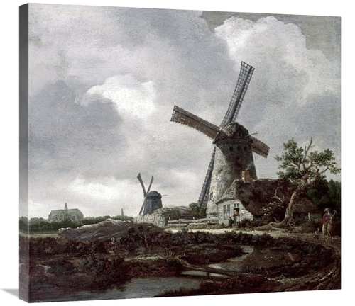 Global Gallery GCS-283301-30-142 30 in. Landscape with Windmills Near 