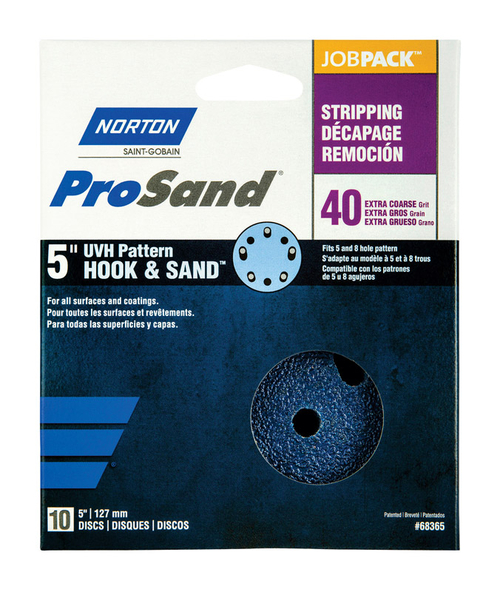 Norton 1918572 ProSand 5 in. Zirconia Alumina Hook & Loop 5 & 8 Hole U