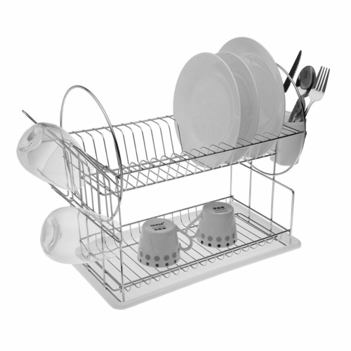 Draining Rack for Kitchen Sink Versa Plates White Double Steel Iron