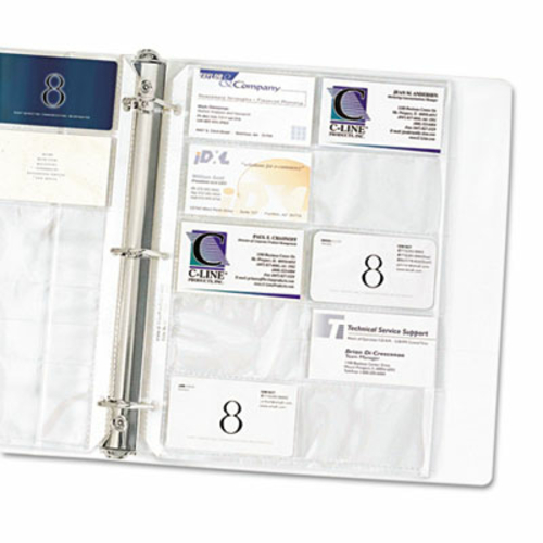 C-Line 61217 Business Card Binder Pages  20 3-1/2 Cards per Page  Clea