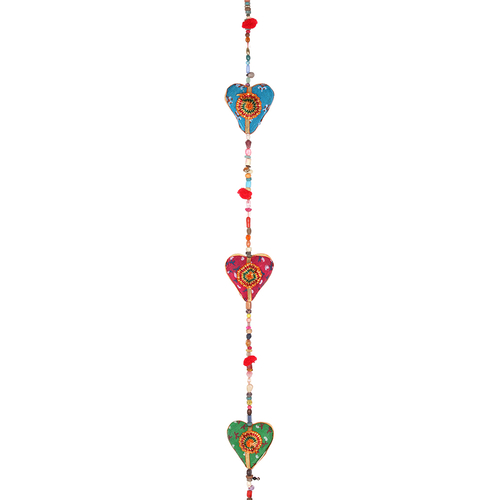 Multicoloured Hanging Hearts with Bell