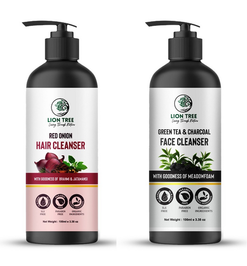 Red Onion Hair Shampoo and Green Tea & Charcoal Face Wash 200ml