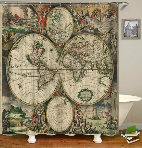 Vintage Globe Cut Shower Curtain