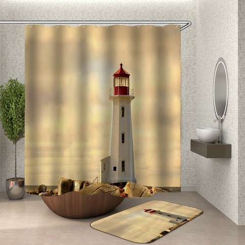 Red Top Lighthouse Shower Curtain