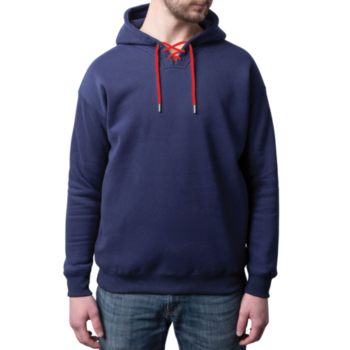 Navy Hoodie with Colored drawstrings, Pullover casual sweatshirts