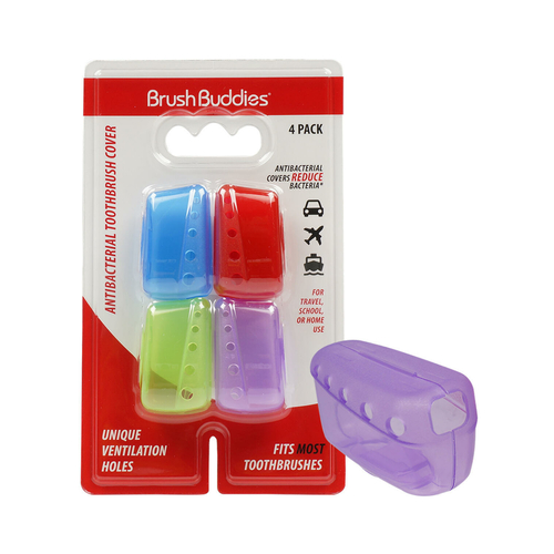 Brush Buddies Antibacterial Toothbrush Cover - 4 Pack