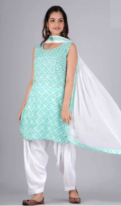 Printed Kurta, Patiala & Dupatta Set